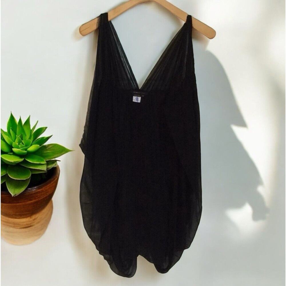BCBGMAZARIA black sheer 100% silk draped open‎ vest Women’s Size XS/S